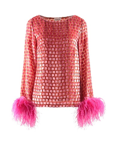 P.A.R.O.S.H. Short dress Pink 60% Viscose, 25% Silk, 15% Polyamide, Turkey feathers