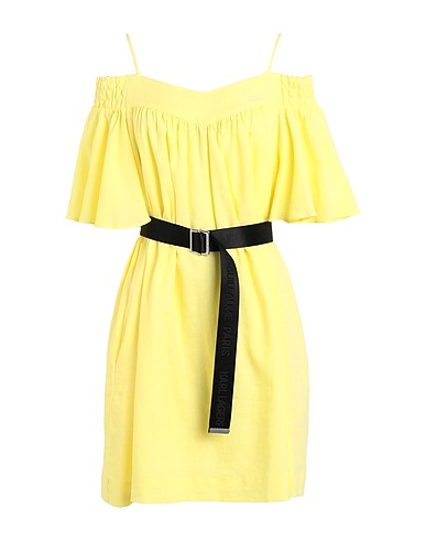 KARL LAGERFELD Short dress Yellow 55% Linen, 45% Viscose