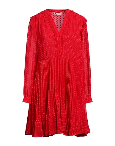 TWINSET Pleated dress Red 100% Polyester