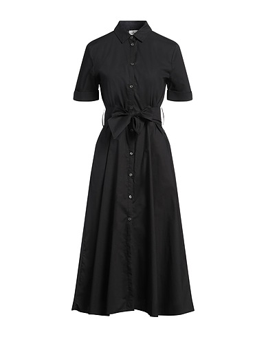 WOOLRICH Midi dress BELTED POPLIN SHIRT DRESS
 Black 100% Cotton