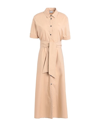 WOOLRICH Midi dress BELTED POPLIN SHIRT DRESS
 Beige 100% Cotton