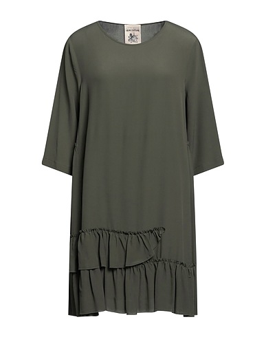 SEMICOUTURE Vestito corto Verde militare 65% Acetato, 35% Seta