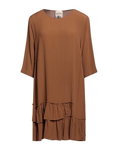 SEMICOUTURE Short dress Camel 65% Acetate, 35% Silk