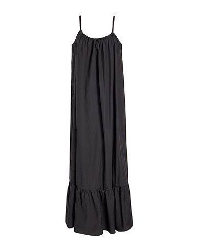 8 by YOOX Long dress COTTON MAXI DRESS Black 100% Cotton