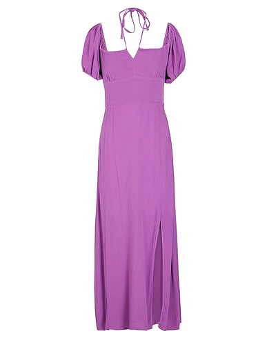 8 by YOOX Midi dress VISCOSE PUFF-SLEEVE MIDI DRESS Mauve 100% Viscose