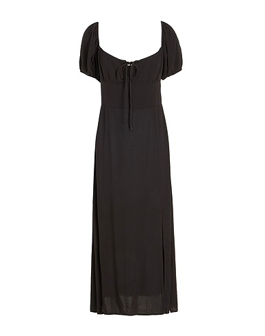 8 by YOOX Midi dress VISCOSE PUFF-SLEEVE MIDI DRESS Black 100% Viscose