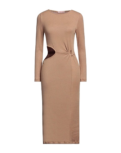 SHOPART Midi dress Camel 48% Viscose, 29% Polyester, 19% Polyamide, 4% Elastane