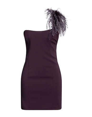 PATRIZIA PEPE One-shoulder dress Plum 97% Polyester, 3% Elastane