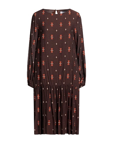 VICARIO CINQUE Midi dress Chocolate brown 50% Polyester, 27% Viscose, 23% Cotton