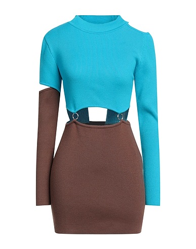 ANDERSSON BELL Vestito corto Azzurro 50% Rayon, 28% Poliestere, 22% Nylon, Pelle