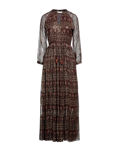 MAISON HOTEL Long dress Brown 93% Viscose, 7% Polyamide