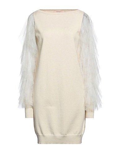 TWINSET Short dress Cream 43% Viscose, 42% Polyamide, 15% Wool, Polyester
