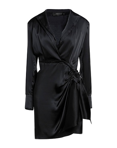 FEDERICA TOSI Shirt dress Black 75% Acetate, 25% Silk