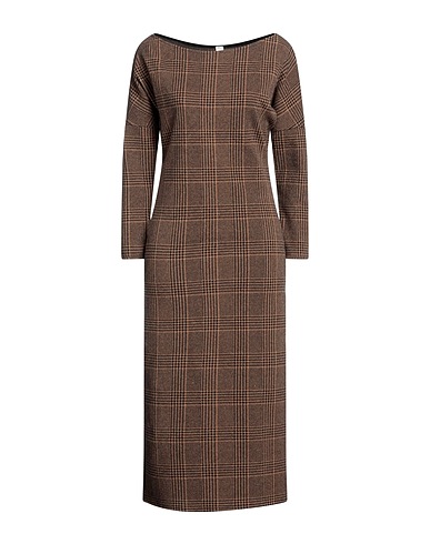 SOUVENIR Midi dress Brown 52% Polyester, 46% Cotton, 2% Elastane