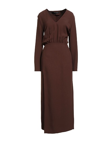 FEDERICA TOSI Long dress Brown 50% Acetate, 50% Viscose