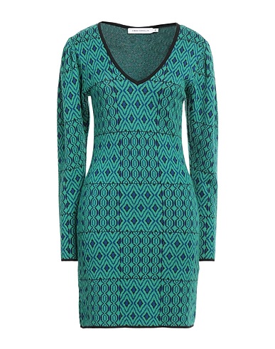 SIMONA CORSELLINI Short dress Emerald green 68% Polyamide, 14% Viscose, 12% Wool, 6% Metallic fiber