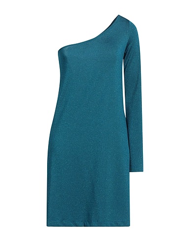 OTTOD'AME One-shoulder dress Deep teal 79% Viscose, 10% Polyamide, 10% Metallic fiber, 1% Elastane