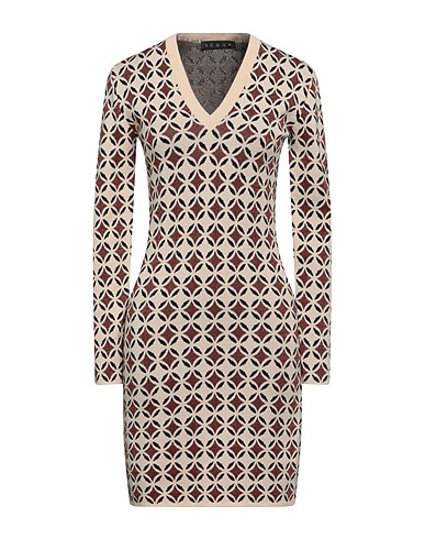 ICONA by KAOS Short dress Beige 71% Viscose, 26% Polyester, 3% Polyamide