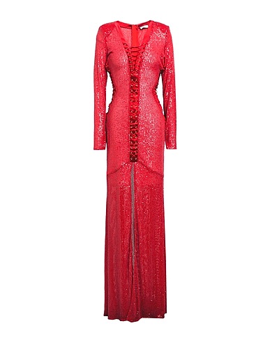 ELISABETTA FRANCHI Long dress RED CARPET Red 90% Polyester, 10% Elastane