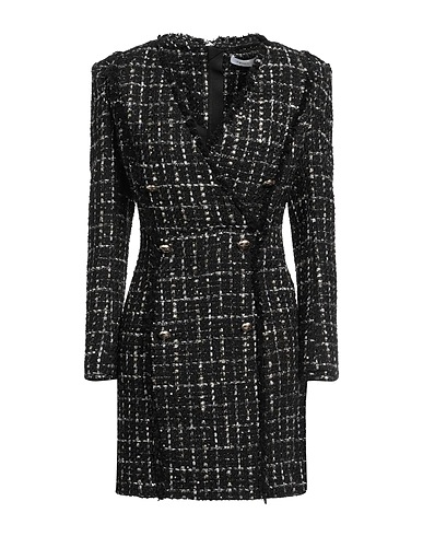 SIMONA CORSELLINI Shirt dress Black 45% Cotton, 21% Acrylic, 15% Polyester, 12% Textile fibres, 7% Wool