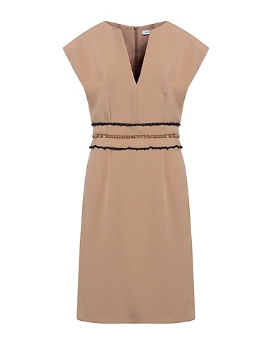 SIMONA CORSELLINI Short dress Beige 95% Polyester, 5% Elastane