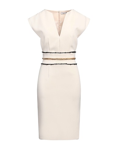 SIMONA CORSELLINI Kurzes Kleid Elfenbein 95% Polyester, 5% Elastan