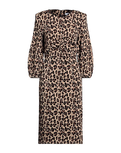 SIMONA CORSELLINI Midi dress Beige 68% Polyester, 30% Viscose, 2% Elastane