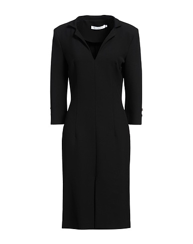 SIMONA CORSELLINI Midi dress Black 63% Polyester, 27% Viscose, 7% Cotton, 3% Elastane