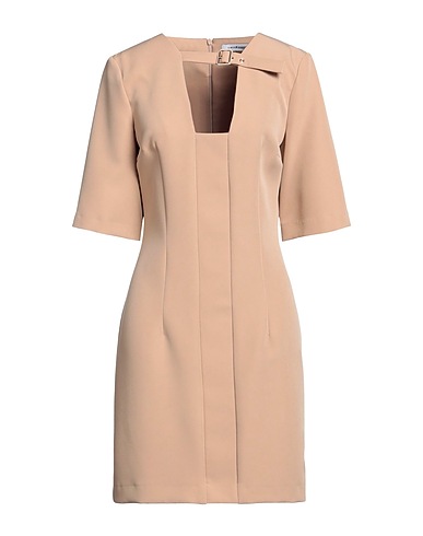 SIMONA CORSELLINI Short dress Light brown 93% Polyester, 7% Elastane