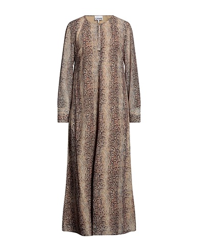 GANNI Midi dress Sand 100% Polyester