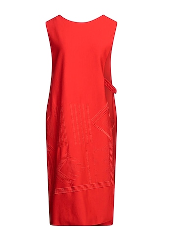 LIVIANA CONTI Midi dress Tomato red 68% Viscose, 27% Polyamide, 5% Elastane