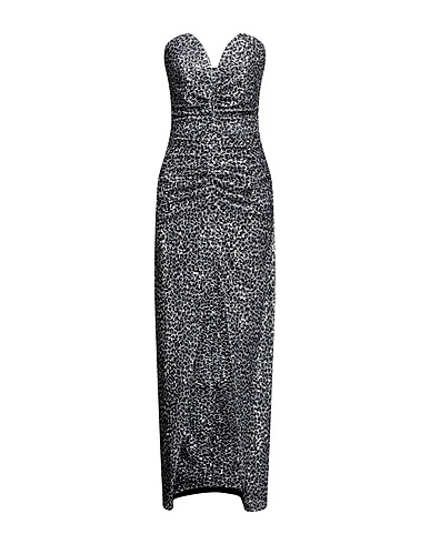 SIMONA CORSELLINI Long dress Silver 97% Polyester, 3% Elastane