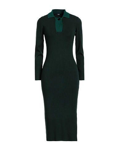KARL LAGERFELD Midi dress Dark green 72% Viscose, 28% Polyester