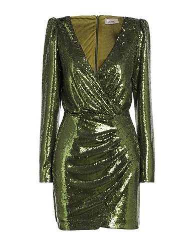 MEIMEIJ Short dress Green 100% Polyester, Acetate, Elastane
