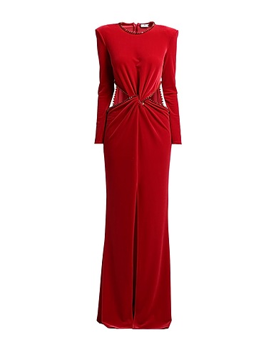 ELISABETTA FRANCHI Long dress RED CARPET Brick red 90% Polyester, 10% Elastane