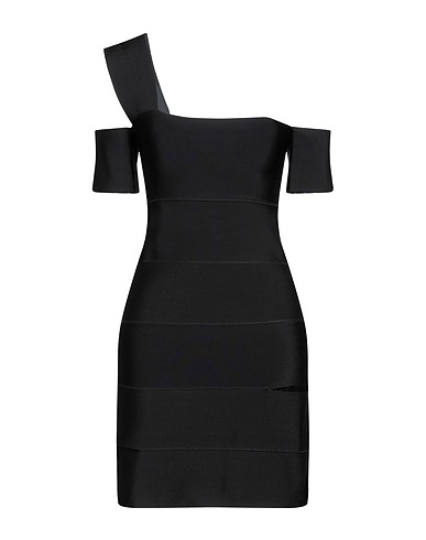 MCQUEEN One-shoulder dress Black 84% Viscose, 13% Polyamide, 3% Elastane