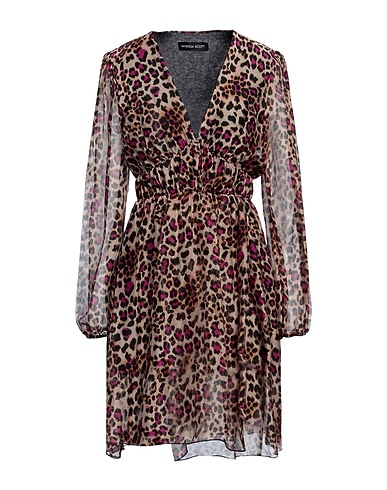 VANESSA SCOTT Short dress Fuchsia 70% Viscose, 30% Silk