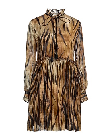 ETRO Pleated dress Mustard 96% Silk, 4% Metallic fiber