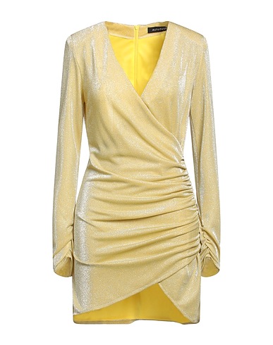 ACTUALEE Kurzes Kleid Gelb 65% Polyamid, 35% Metallfaser