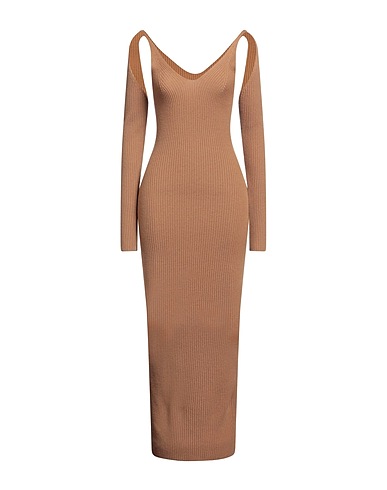 FEDERICA TOSI Robe longue Camel 85% Laine, 15% Cachemire