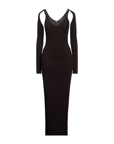 FEDERICA TOSI Long dress Dark brown 85% Wool, 15% Cashmere