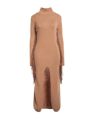 MIXIK Knit dress Camel 100% Cashmere, Soft Leather