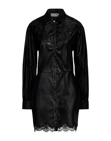 ERMANNO FIRENZE Shirt dress Black 57% Polyester, 43% Polyurethane, Acetate, Elastane, Cotton