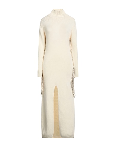 MIXIK Midi dress Cream 100% Cashmere, Leather