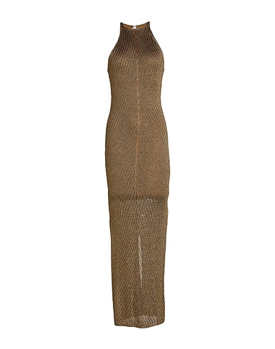 GUESS Long dress Khaki 79% Rayon, 21% Metallic fiber