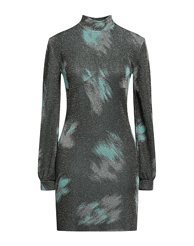 VIKI-AND Kurzes Kleid Braungrau 70% Viskose, 15% Polyester, 15% Metallisiertes Polyester