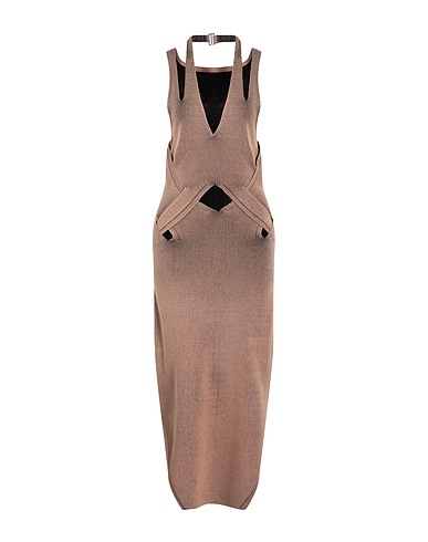 DION LEE Vestito midi Nocciola 78% Viscosa, 22% Poliestere