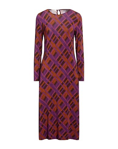 SIYU Vestido midi Marrón 95% Viscosa, 5% Elastán