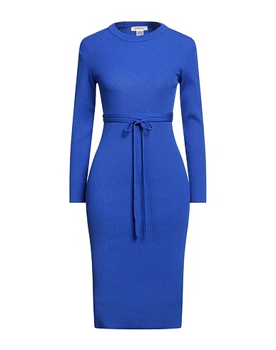 KONTATTO Midi dress Bright blue 69% Viscose, 29% Acrylic, 2% Elastane