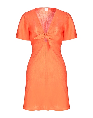 8 by YOOX Short dress LINEN S/SLEEVE MINI DRESS
 Orange 100% Linen
